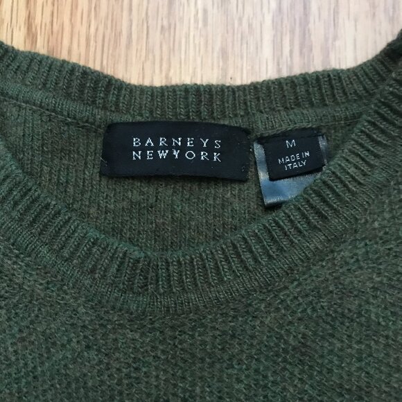 Barneys New York Green Crewneck Wool Cashmere Sweater Size M - Picture 3 of 6